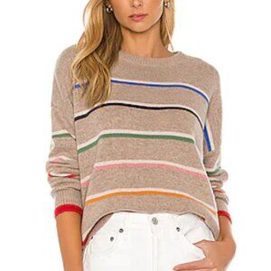 Sundry tan stripe oversize soft cashmere coastal French chic crewneck sweater